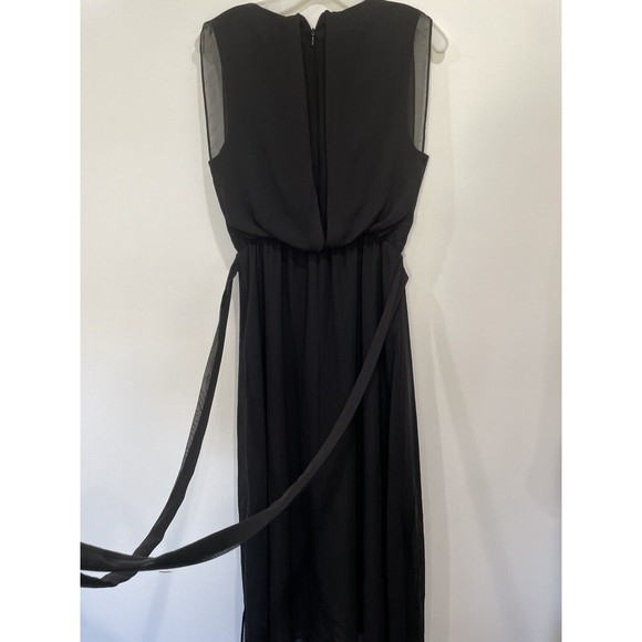 BISOU BISOU Black Formal Draped Pleated Keyhole Maxi Long Tie back Dress Size 8 - Picture 6 of 7